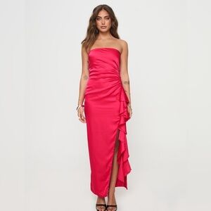 Princess Poly Strapless Maxi Dress: Red/Pink